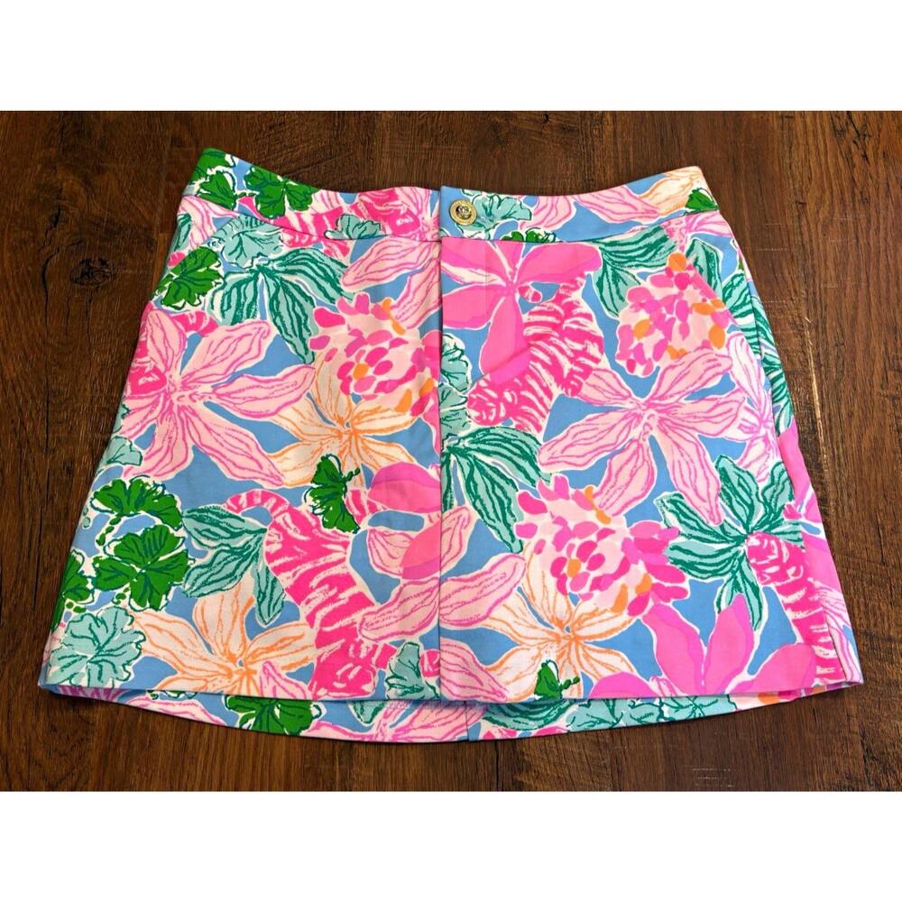 Lilly Pulitzer Floral Athletic Skort Pockets Stretch Golf Tennis Women S Small